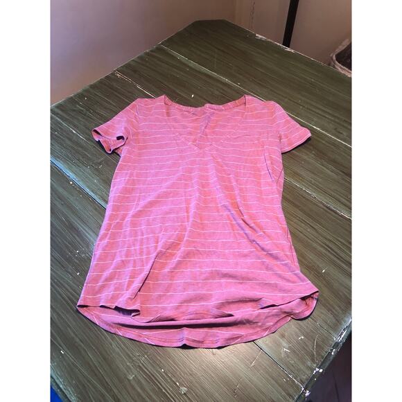 Lululemon NWOT Love Tee V-Neck Pink Striped Knit Top - Size Small - Picture 2 of 6